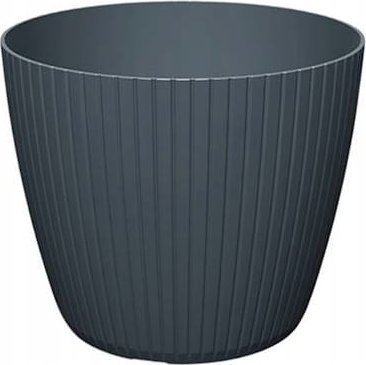 Doniczka plastikowa antracytowa 17,8x14,9 cm osłonka prążkowana na kwiaty Lamia