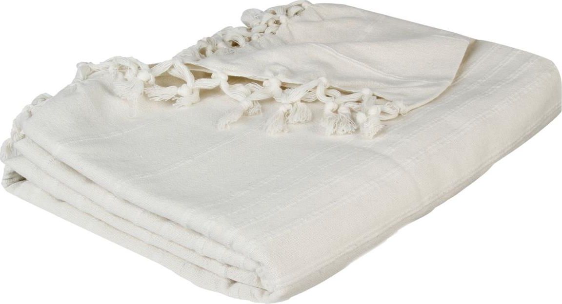 Atmosphera Narzuta na łóżko 160x220 frędzle kremowa