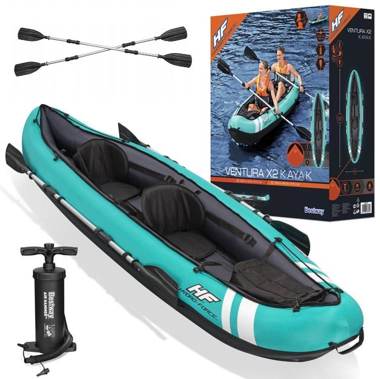 Kajak dmuchany 330 x 86 cm 2 osobowy Ventura zestaw 7w1 Bestway 65052