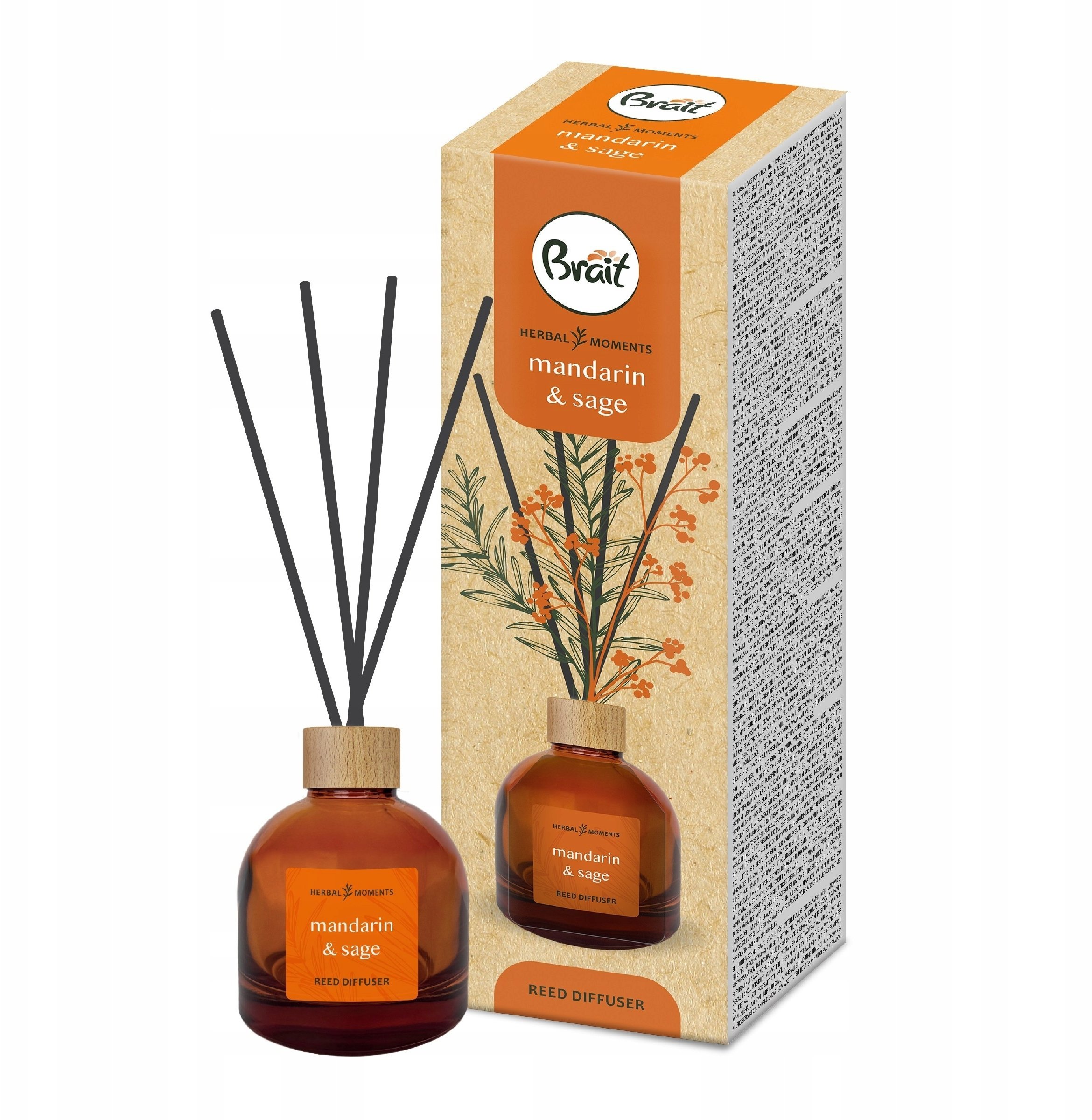 Dyfuzor zapachowy DRAMERS Herbal Moments Mandarynka Szałwia Patyczki zapachowe 100 ml