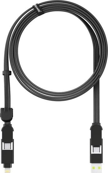 Kabel USB Rolling Square USB-A + USB-C - USB-C 2 m Czarny (RS-XLM01R)