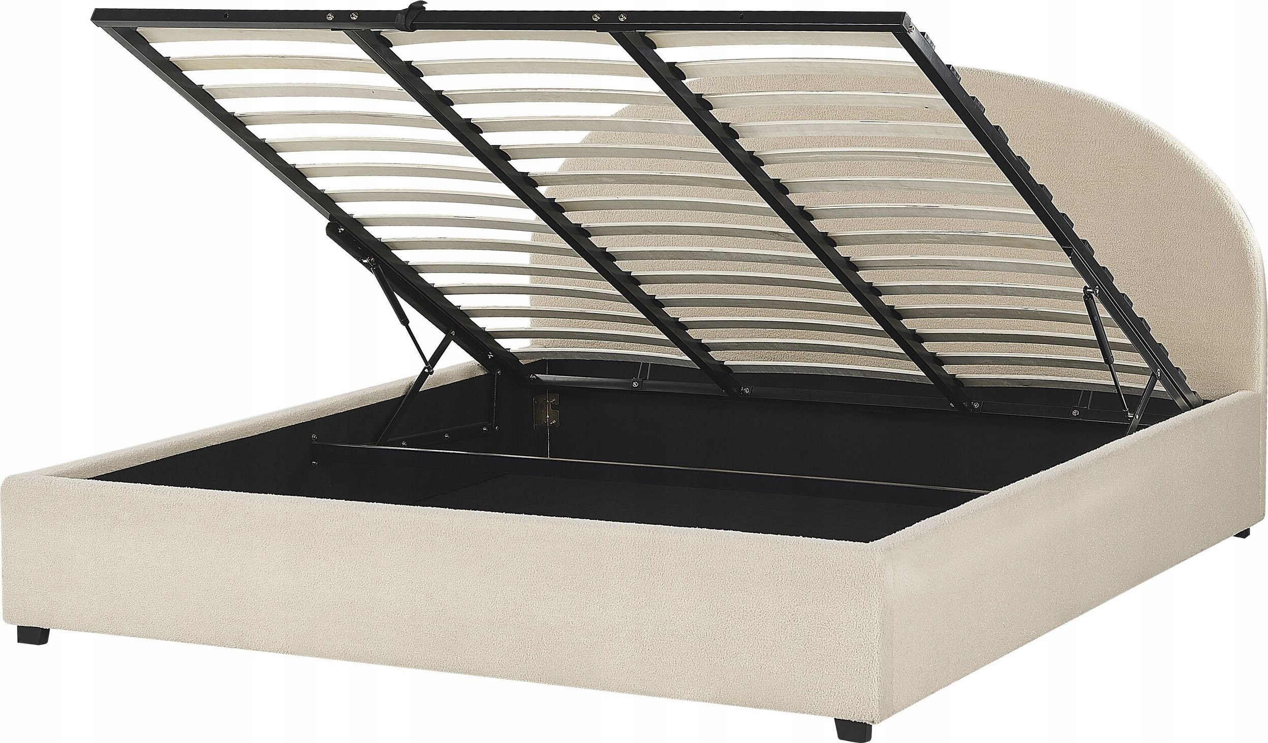 Beliani Łóżko z pojemnikiem boucle 180 x 200 cm beżowe VAUCLUSE