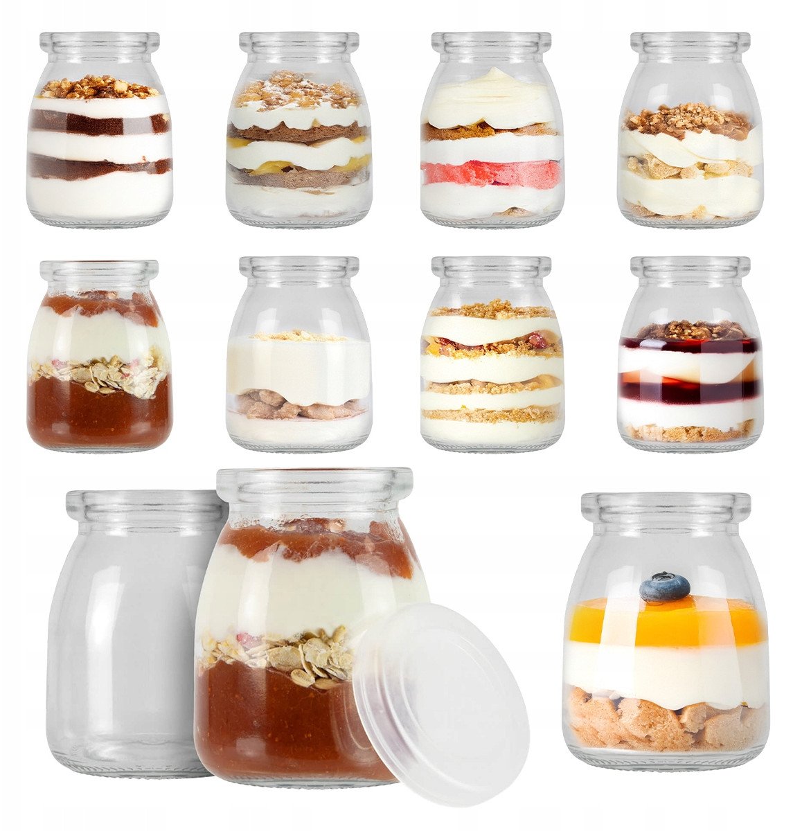 20x POJEMNIKI NA DESERY 150 ml Słoik SZKLANY Na Deserki Pucharek Do Deserów