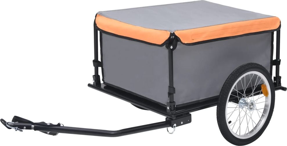 vidaXL Transportowa przyczepa rowerowa, szaro-pomarańczowa, 65 kg