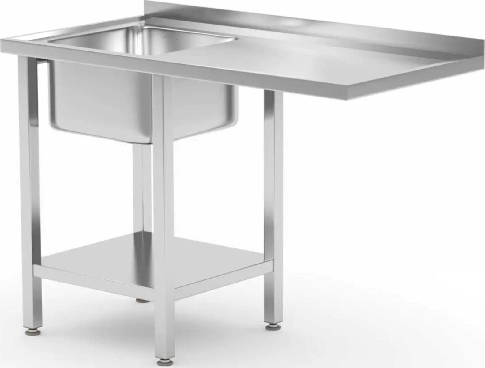 Hendi Zlew gastronomiczny z półką blatem na zmywarkę lodówkę 120 x 70 x 85 cm - LEWY Zlew gastronomiczny z półką blatem na zmywarkę lodówkę 120 x 70 x