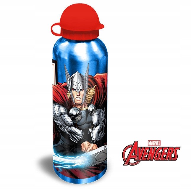 Butelka aluminiowa / bidon / korek niekapek / Avengers / niebieska