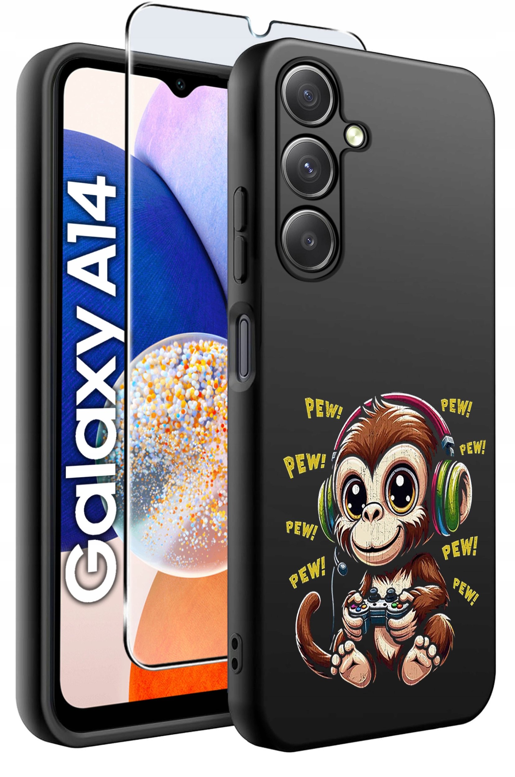 ETUI do Samsung A14 5G WZORY | SILIKONOWE MATT CASE + SZKŁO HARTOWANE 9H