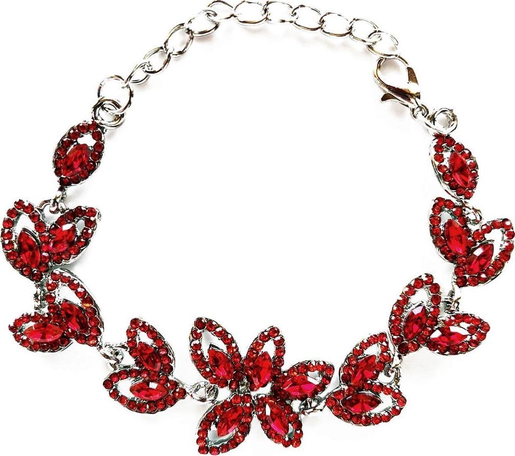 KOKONET BRANSOLETKA czerwona KRYSZTAŁY regulowana cyrkonie