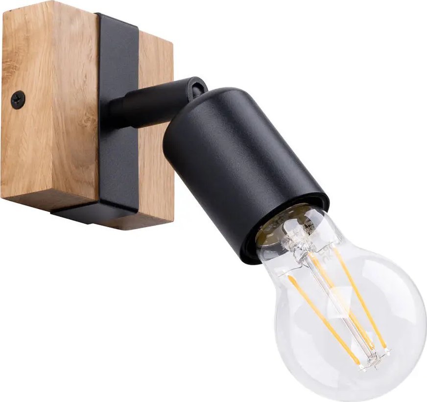 Kinkiet Sollux Lighting Regulowany kinkiet drewniany loft czarny
