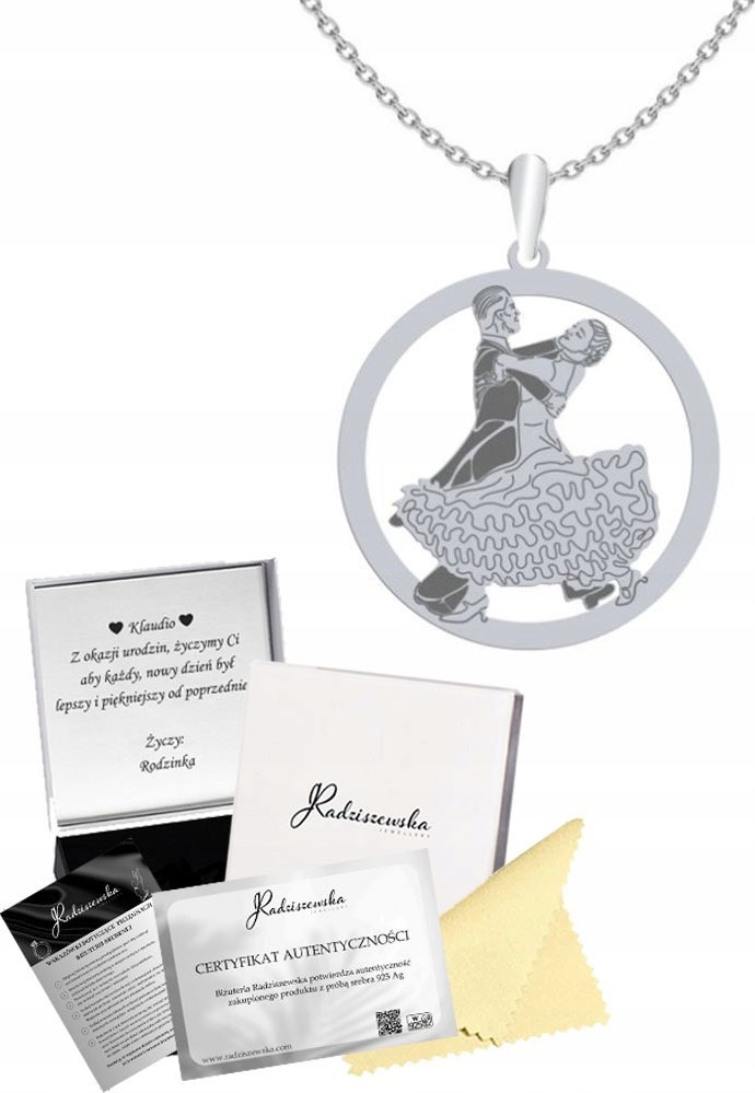 Radziszewska Jewellery Naszyjnik Srebrny Taniec Towarzyski Łańcuszek Srebro 925 Prezent GRAWER