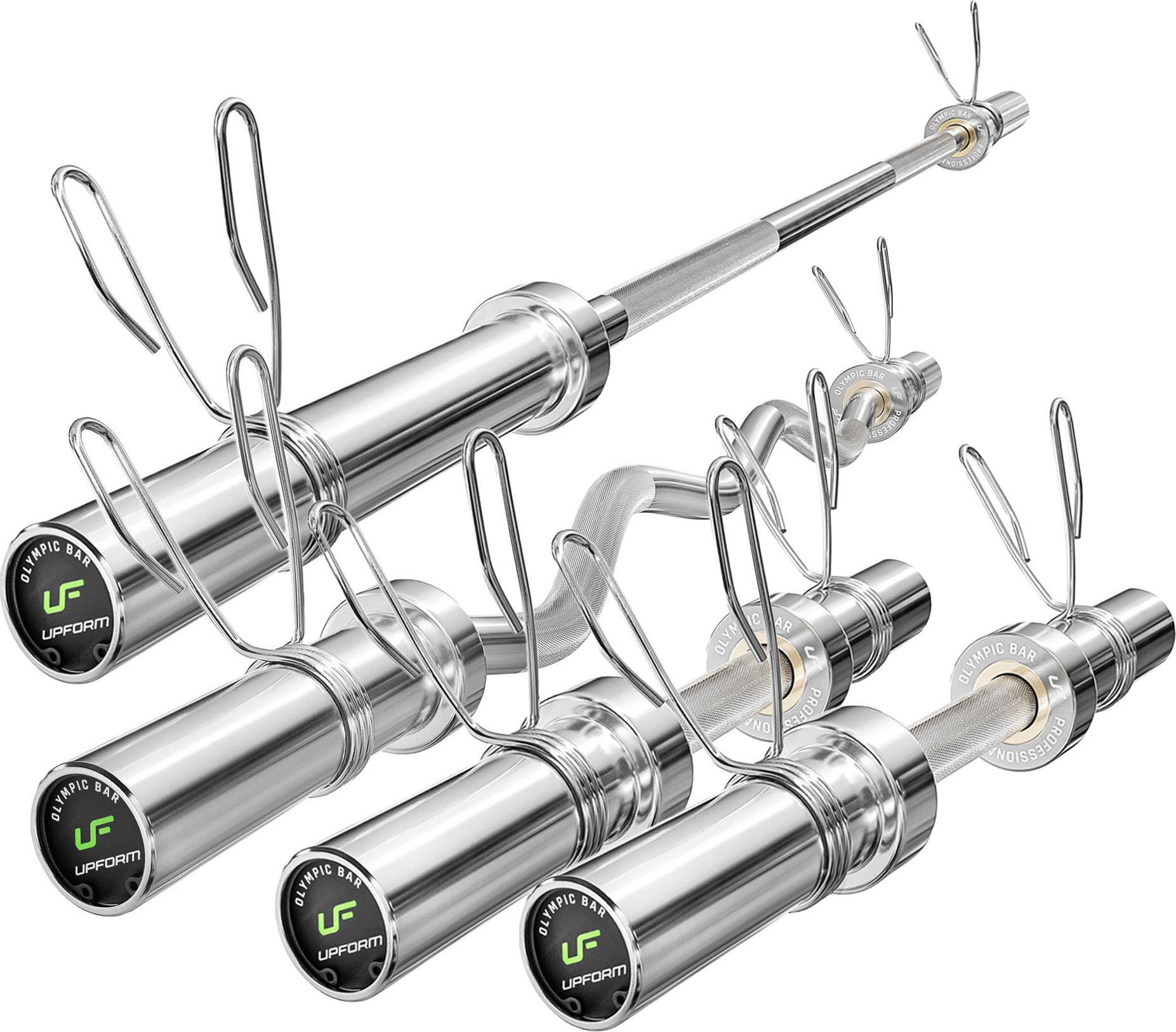 Zestaw OLG1 | Gryf olimpijski 180 cm + Gryf olimpijski lekko łamany 120 cm + 2x Gryf krótki olimpijski 50 cm - UpForm
