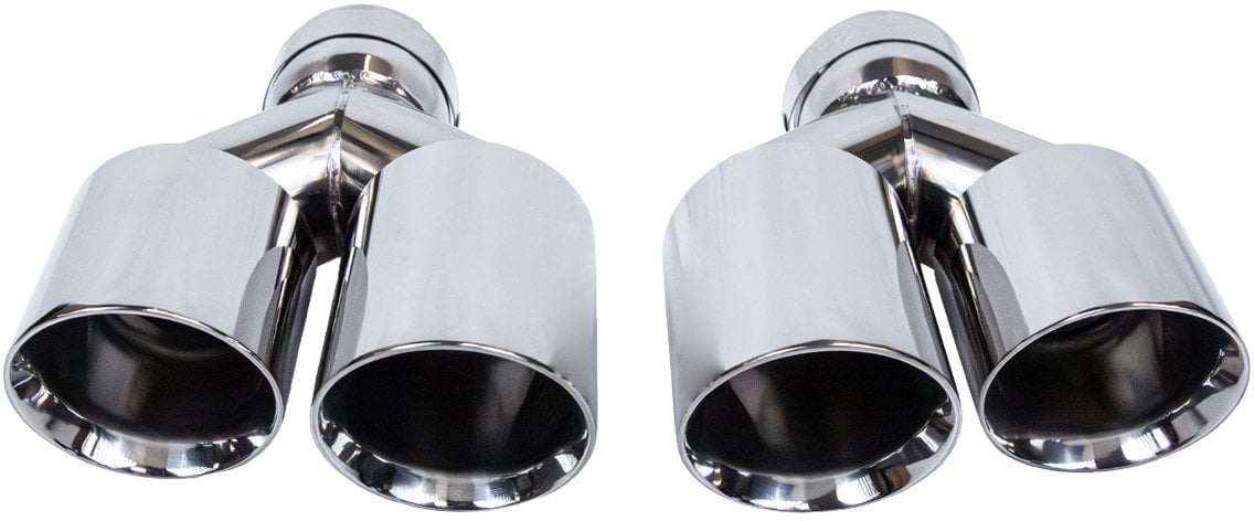 Końcówka tłumika 89mmx2 wejście 70mm Polerowana Zestaw