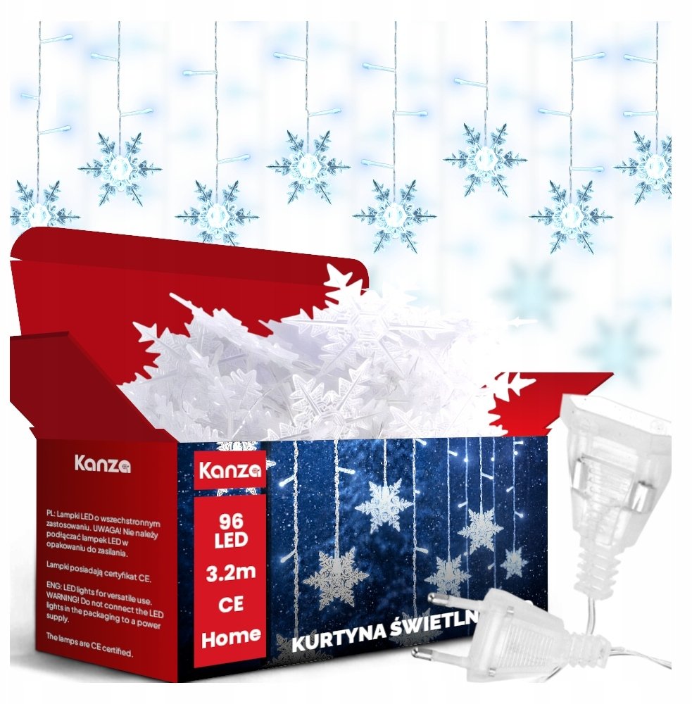 KURTYNA ŚWIETLNA 96LED LAMPKI CHOINKOWE KANZA