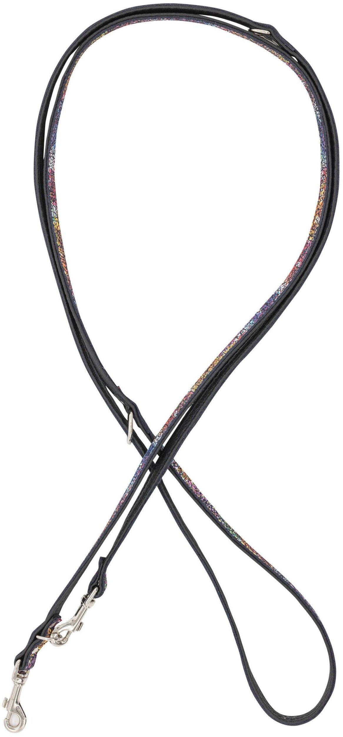 Smycz regulowana dla psa skórzana Kwiaty, XS-S, 12mm/200cm