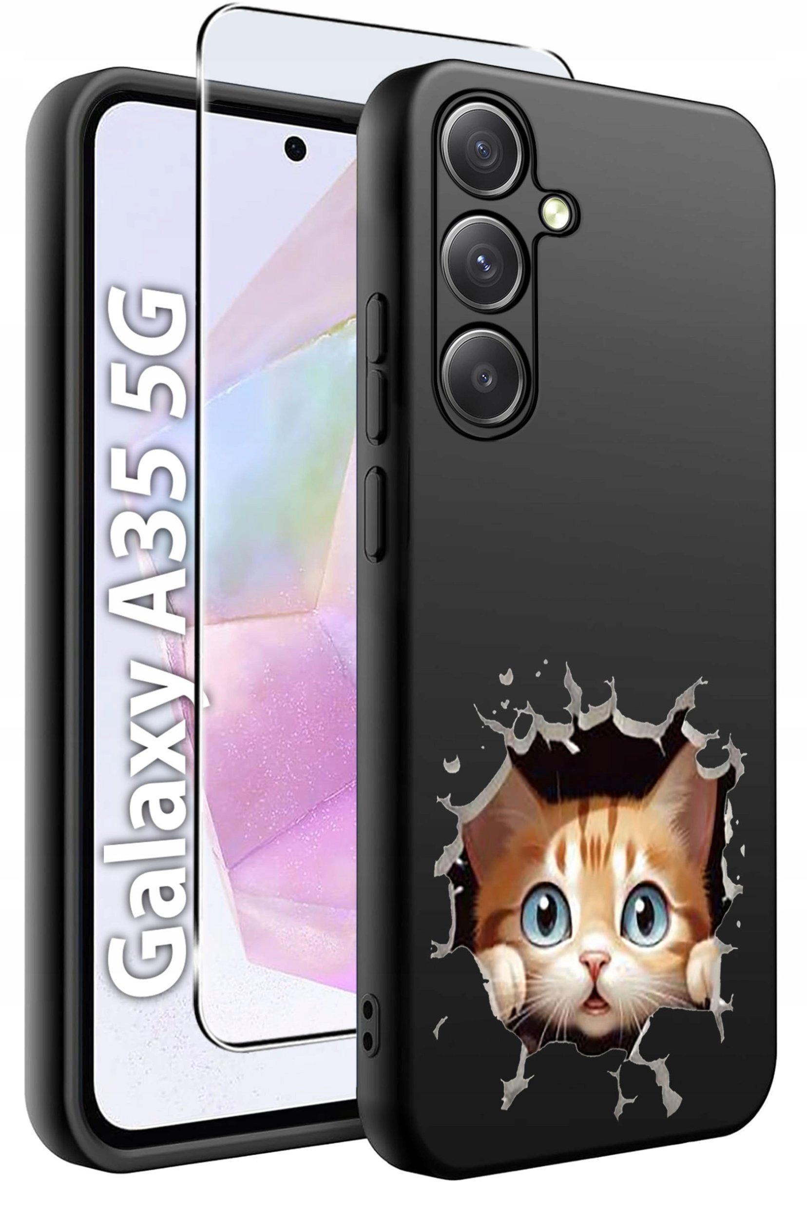 ETUI do Samsung A35 5G WZORY | SILIKONOWE MATT CASE + SZKŁO HARTOWANE 9H