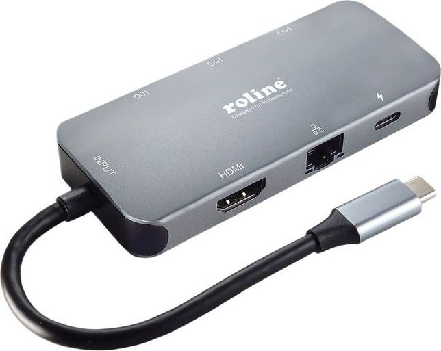 Stacja/replikator Roline Wieloportowa stacja dokująca ROLINE USB 3.2 Gen 2 typu C, 4K HDMI, LAN