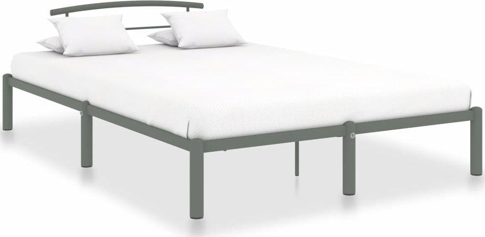 vidaXL Rama łóżka, szara, metalowa, 160 x 200 cm