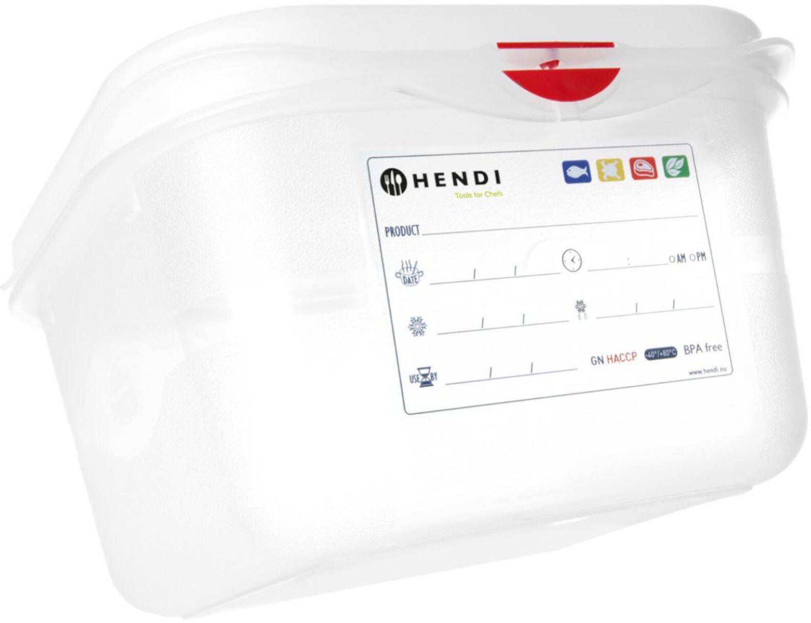 Hendi Pojemnik spożywczy GN 1/6 z etykietą pokrywką 2.6 l 176x162x150 mm