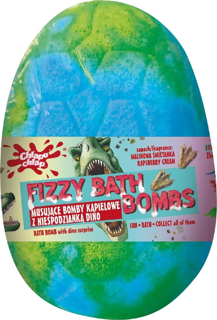 Chlapu Chlap CHLAPU CHLAP Musująca Bomba kąpielowa Jajo Dinozaura z niespodzianką - funky cola 140g