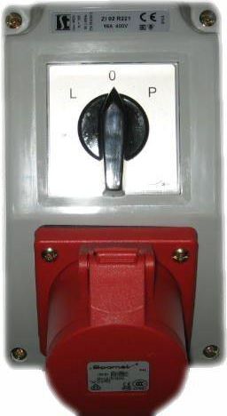 Spamel Zestaw instalacyjny z gniazdem 16A 5P L-0-P czerwony (ZI02R221)