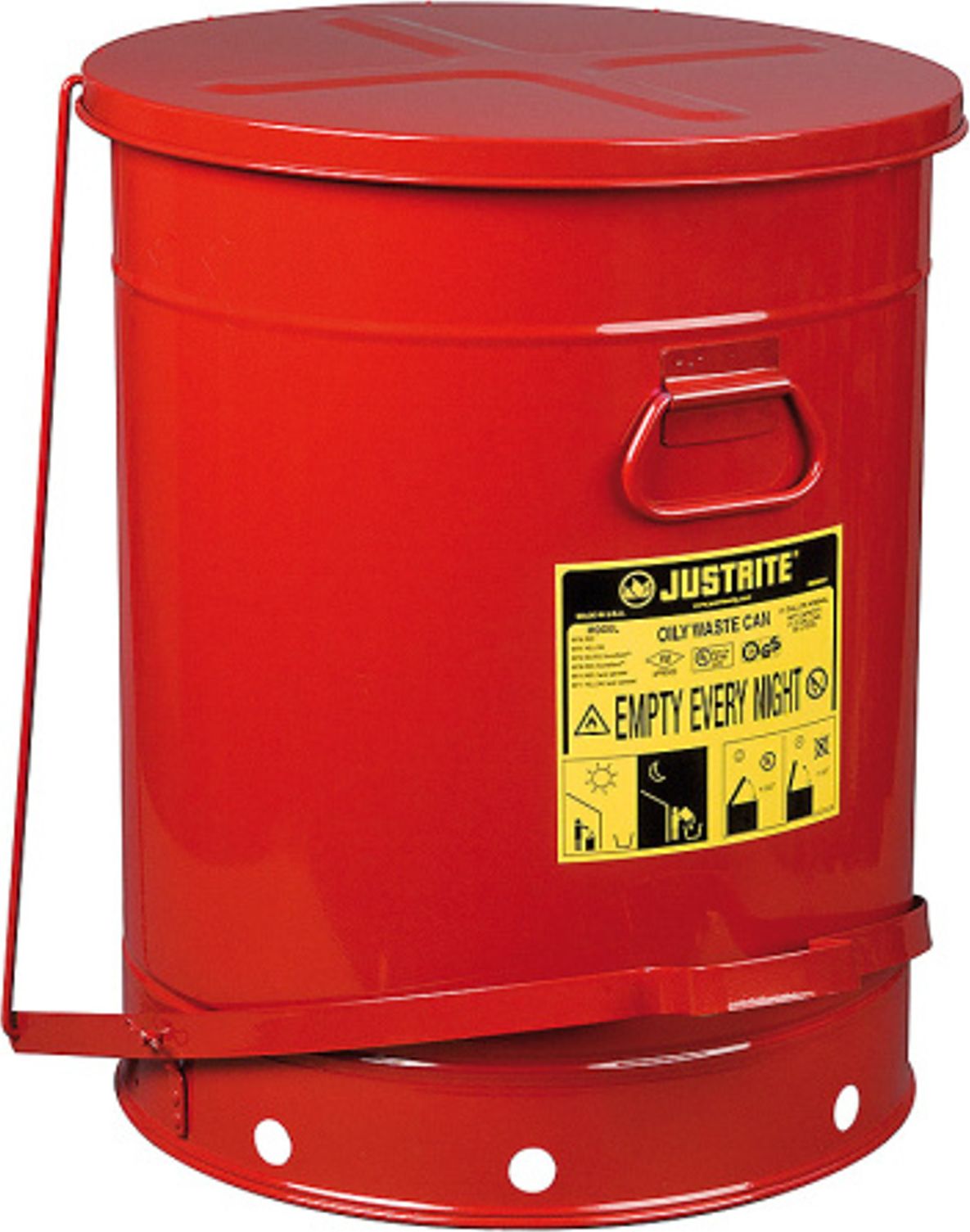 Justrite Kosz na odpady łatwopalne i zaolejone czyściwo szmaty - atesty FM / UL poj. 79L Kosz na odpady łatwopalne i zaolejone czyściwo szmaty - atest