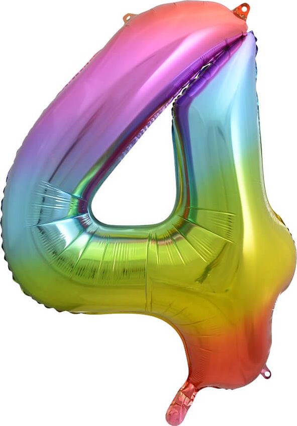 GoDan Balon foliowy cyfra 4 tęczowy - 85 cm - 1 szt. uniwersalny