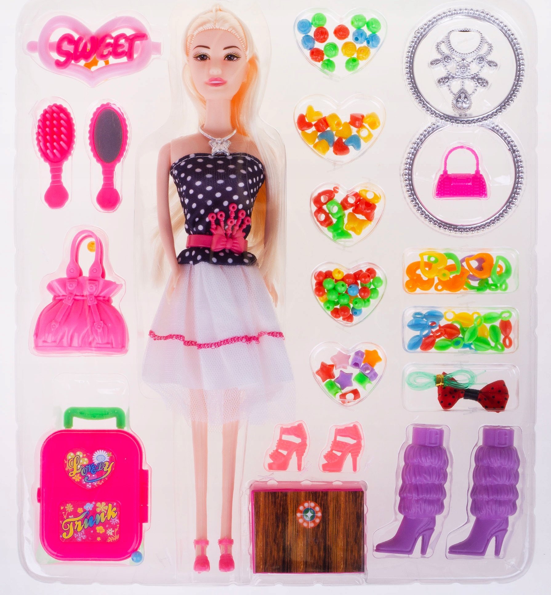 Hipo Lalka 29cm koraliki akcesoria 2rodz HDN02 47189