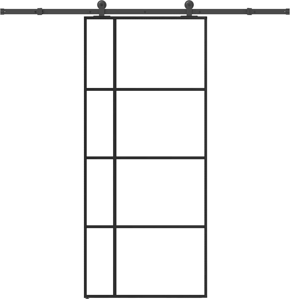 vidaXL Drzwi przesuwne z osprzętem, 90x205 cm, szkło ESG i aluminium