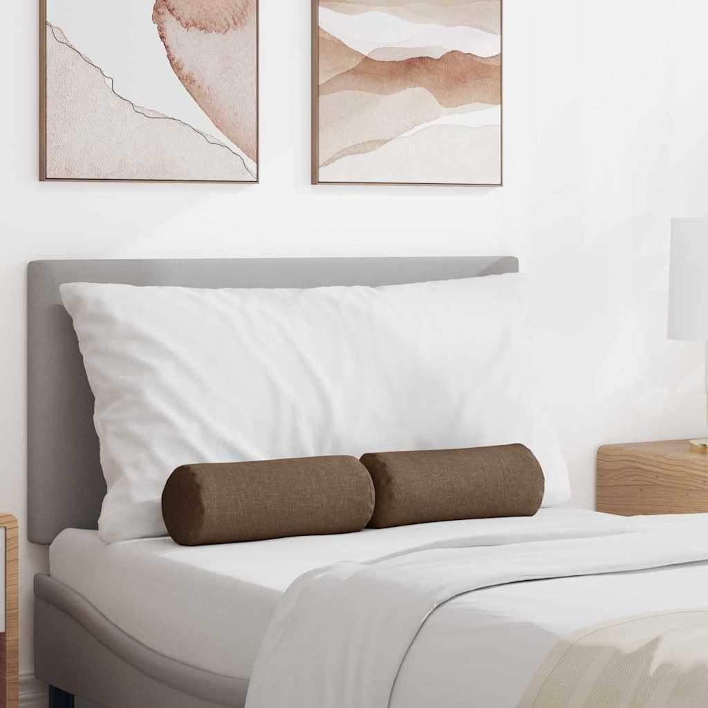 vidaXL Poduszki Wałkowe 2 pcs Brązowy 15 x 40 cm tkanina