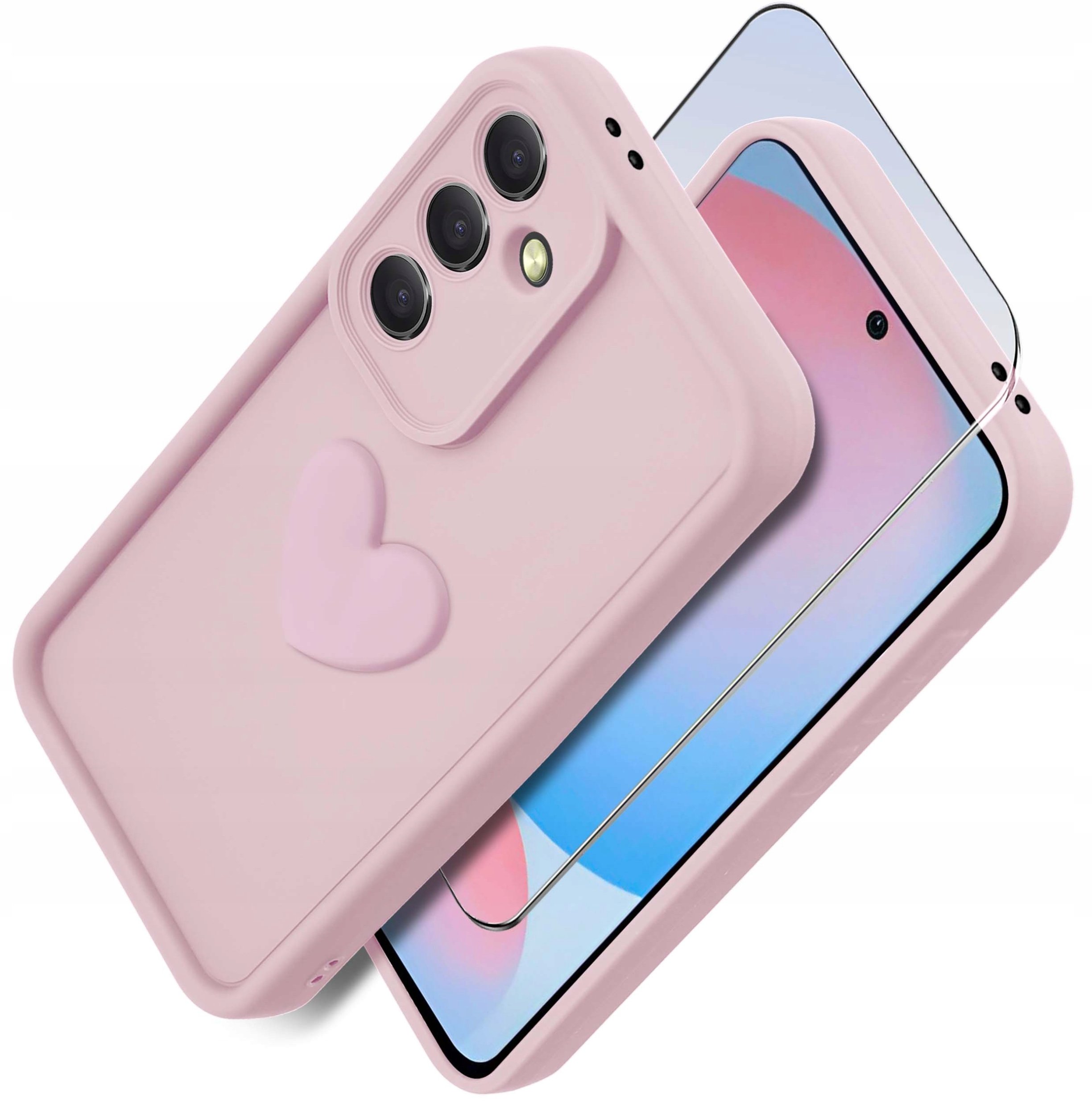 Etui do Samsung A56 5G silikonowe MATOWE serce + Szkło ochronne 9H