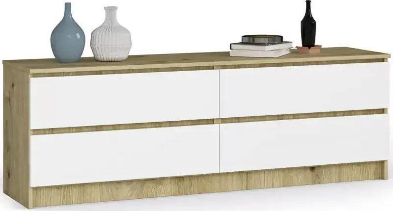 Elior Skandynawska komoda z szufladami dąb artisan + biały - Zoki