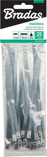 Bradas Taśma kabl.nierdzewna 4,6x150mm 25szt BALL LOCK-karta