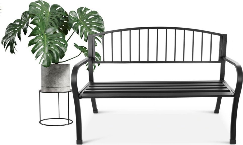 Ławka ogrodowa z oparciem parkowa na taras balkon metalowa konstrukcja