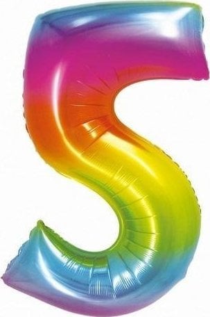 GoDan Balon foliowy smart cyfra "5" tęczowa, 76 cm