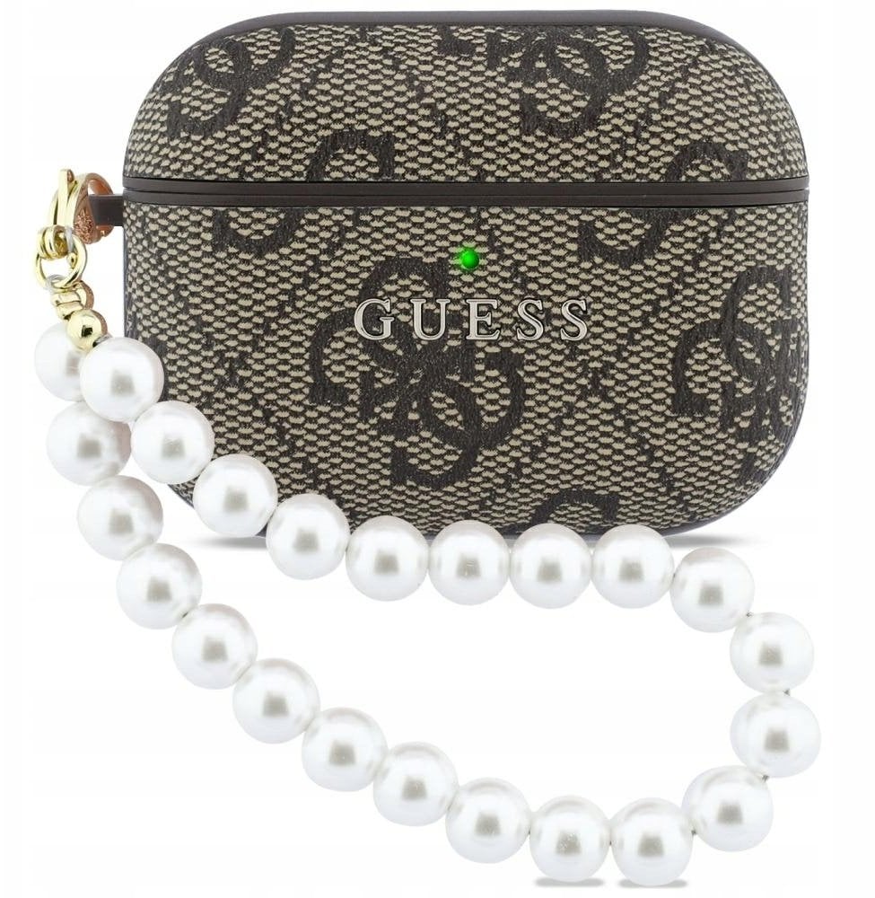 Etui Guess 4G Pearl Strap do Apple AirPods Pro 3 brązowy