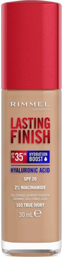 Rimmel RIMMEL_Lasting Finish 35H silnie nawilżający i długotrwale kryjący podkład do twarzy z filtrem SPF20 103 True Ivory 30ml