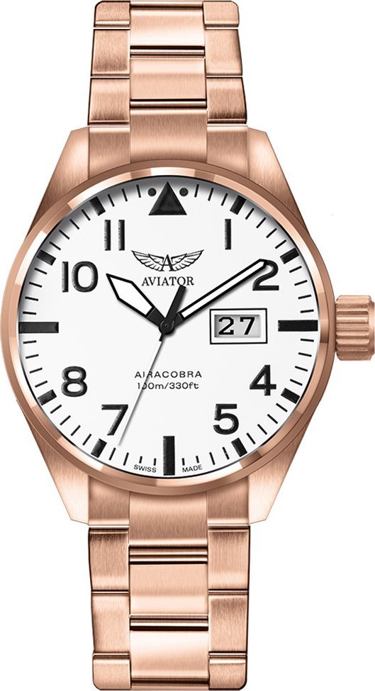 Zegarek Aviator Zegarek męski Aviator V.1.22.2.152.5 różowe złoto