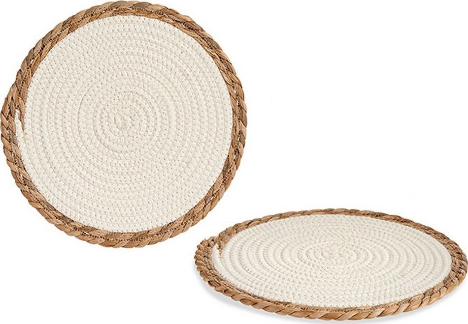 Bigbuy Home Podkładki na stół Biały Brązowy Naturalne Włókno ( 30 cm)
