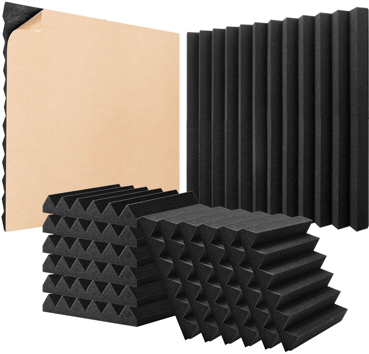 Panele Akustyczne z Pianki 24 sztuk, 30 x 30 x 2,5 cm