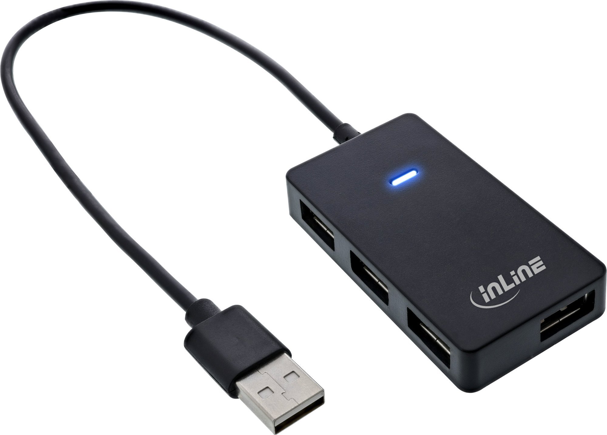HUB USB InLine InLine® USB 2.0 4-Port Hub, Type-A male to 4x Type-A female, black, 30cm