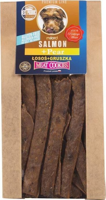Naturalne ciastka Milord Meat Cookies łosoś i gruszka 80 g