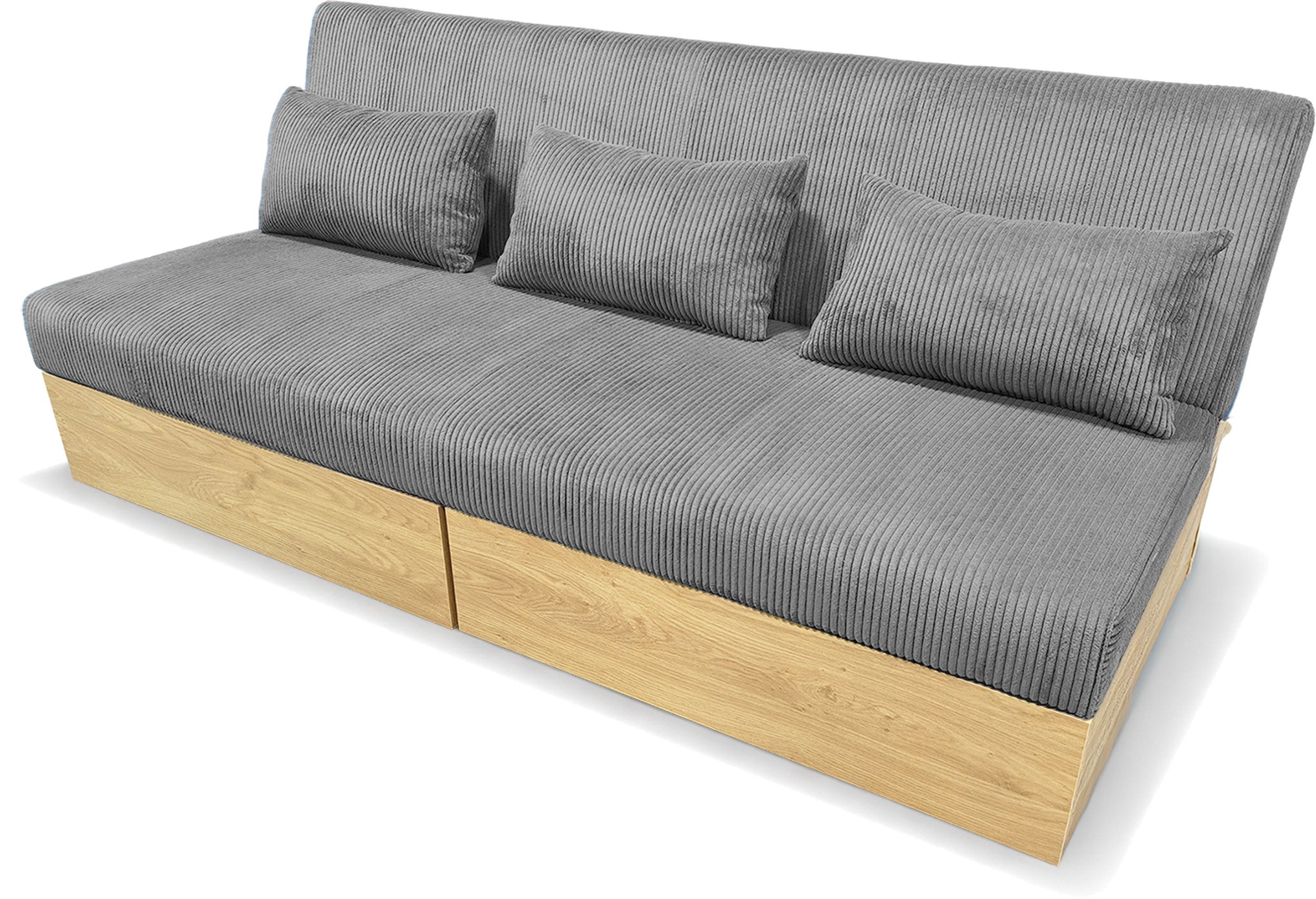 Sofa wypoczynkowa Daisy sztruks szara z funkcją spania i pojemnikami