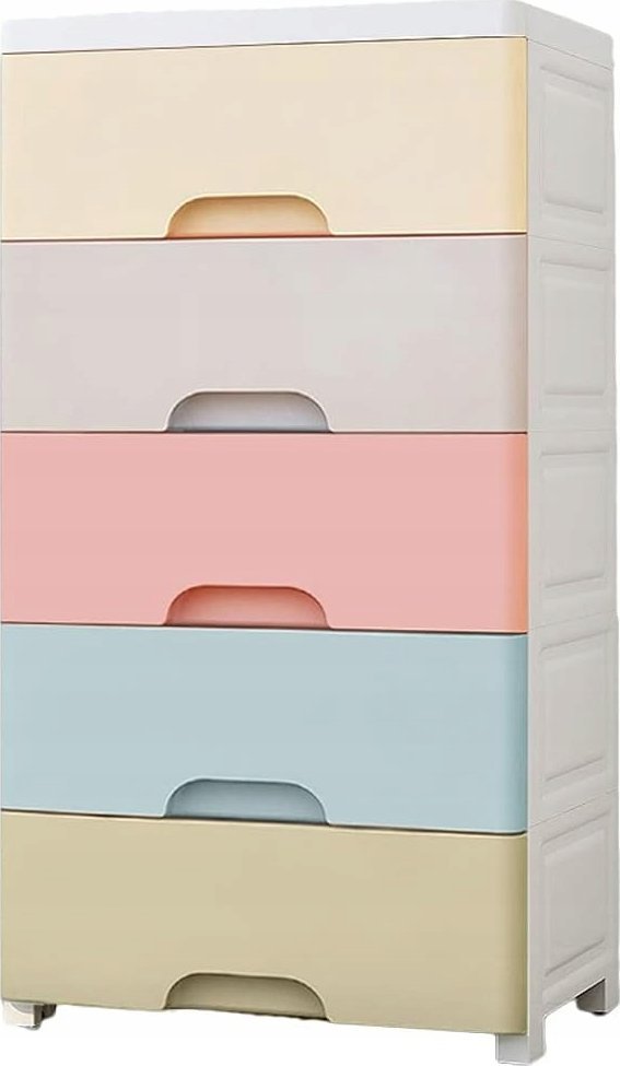 Korbi PLASTIKOWY REGAŁ POJEMNIK KOSZ ZABAWKI SZUFLADY 5 PÓŁEK KOLOROWY RG13