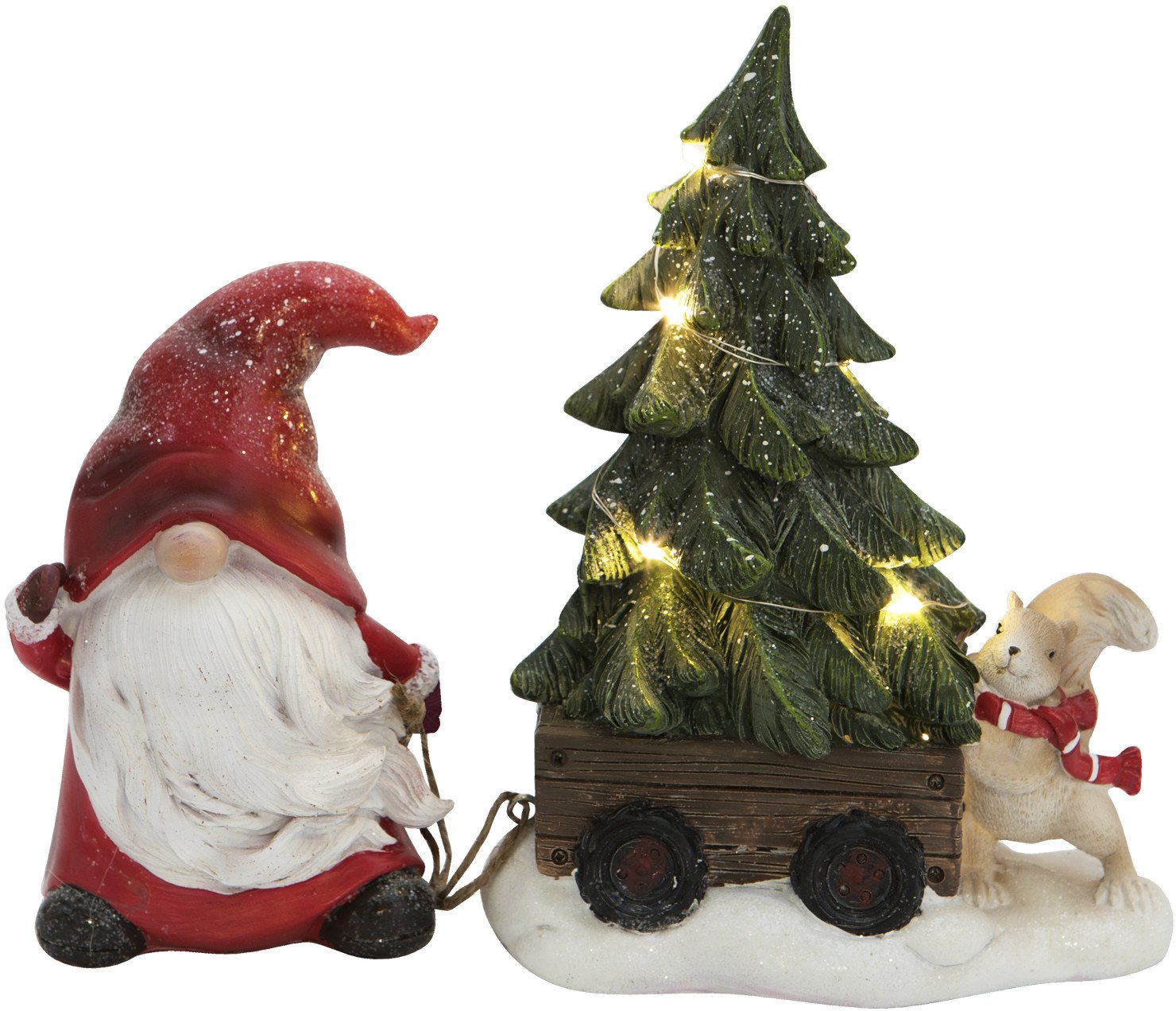 Figurka ozdobna Skrzat czerwony z choinką LED