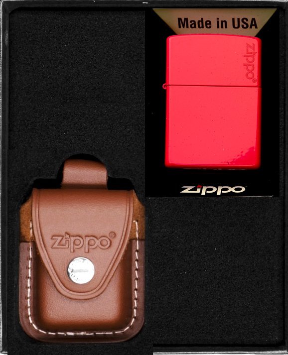 Zestaw ZIPPO Zapalniczka RED MATTE LOGO Prezentowy No2