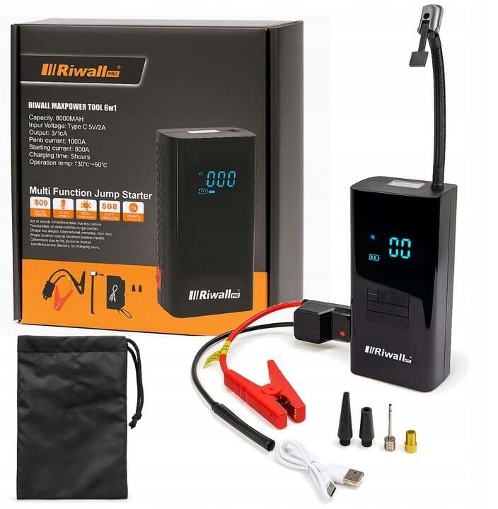 Riwall Zestaw rozruchowy Pro Jump Starter 12 V MAXPOWER TOOL 6W1 POWERBANK