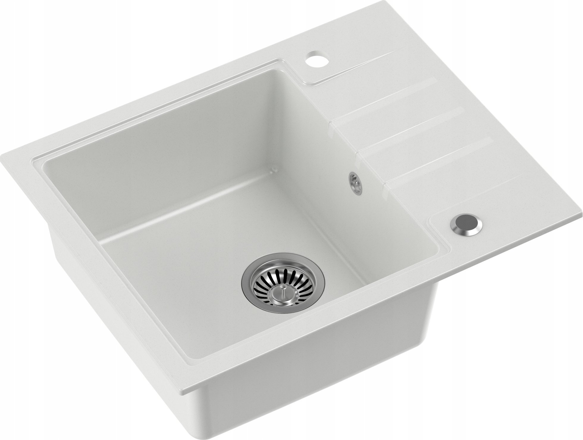 Zlewozmywak Steiner PETER 116 Steingran granitowy biały 1-komorowy z/o (62x50x20) z syfonem i zaślepką