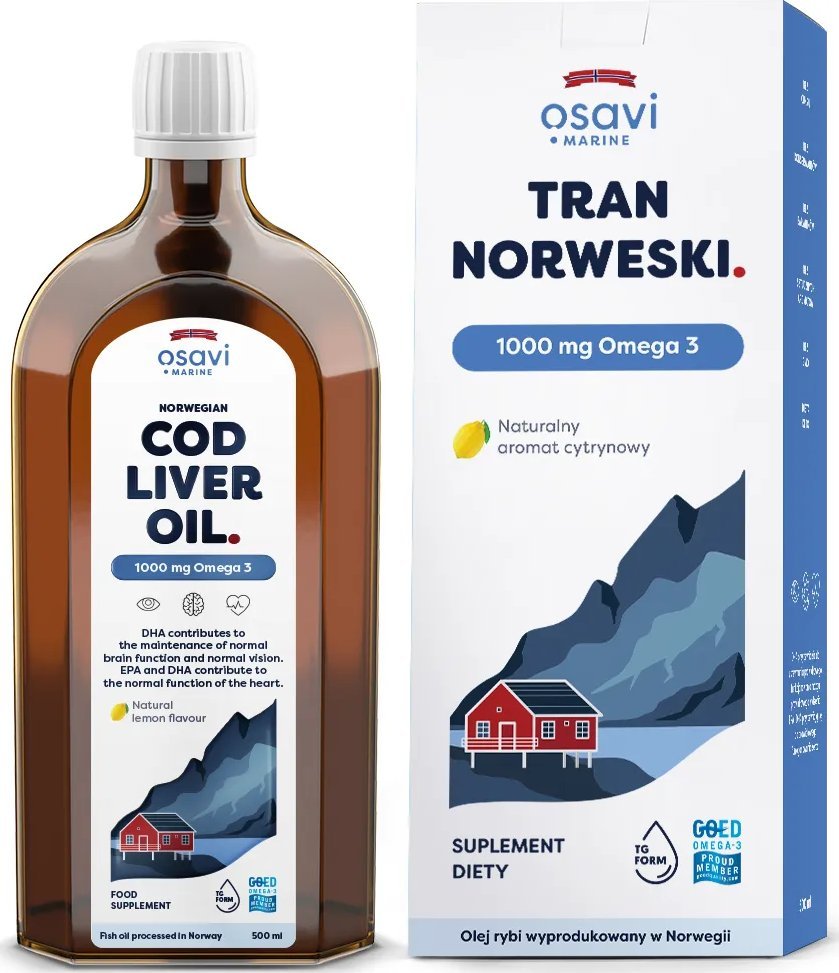 Osavi Osavi - Tran Norweski, 1000mg Omega 3, Cytryna, 500 ml