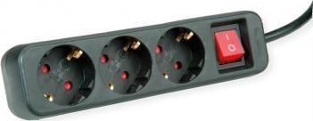 Roline ROLINE Listwa zasilająca . 3-gniazda. z wyłącznikiem. czarna. 1.5 m