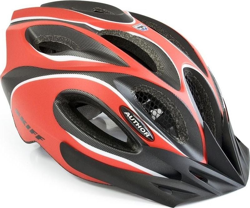 Author Kask rowerowy Skiff czerwono-czarny r. L